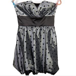 Trixxi Size 5 Gray Black Polka Dot Strapless Bubble Hem Special Occasion Dress